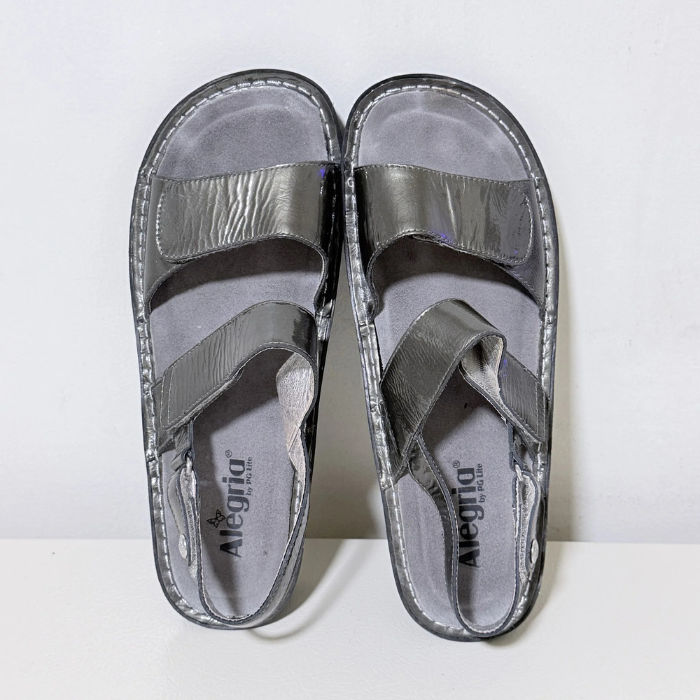 Alegria Verona Sandals Pewter Metallic Leather EU 42 US 11.5 12 Womens